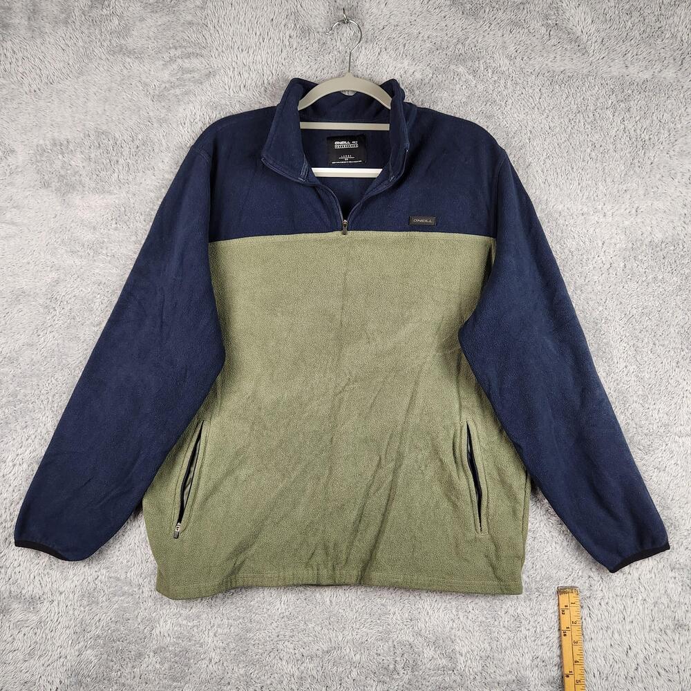 O'Neill Pullover Jacket Mens Large TRVLR Series Fleece Quarter Zip Green Pockets